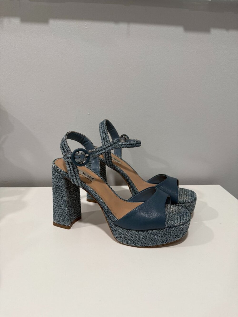 Steve Madden Strada Espadrille Sandal in Blue Raffia Size 8.5 - Picture 6 of 9